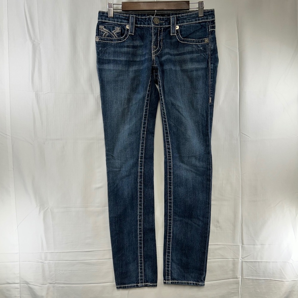 Big Star Nico Jeans Womens 27L Blue Thick Stitch Skinny 6WNICOM02P